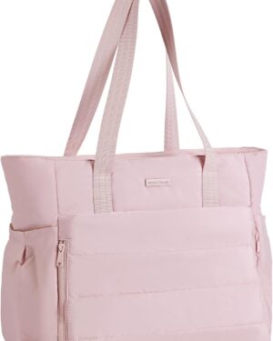Pink Puffy Quilted Large Tote Bag