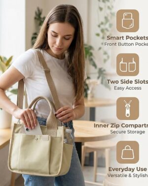 Alternative view of Small Canvas Top Handle Crossbody Tote Bag